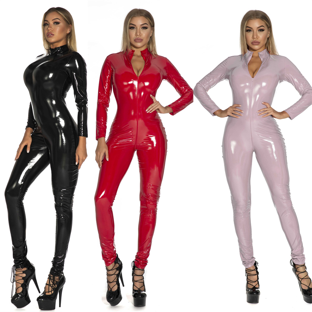 Women Sexy Shiny PU Faux Leath - Sewing Latex ulasan dan harga
