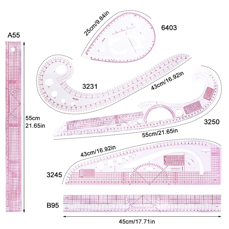 6PCS French Curve Ruler Soft P - Sewing Gauge Ruler ulasan dan harga
