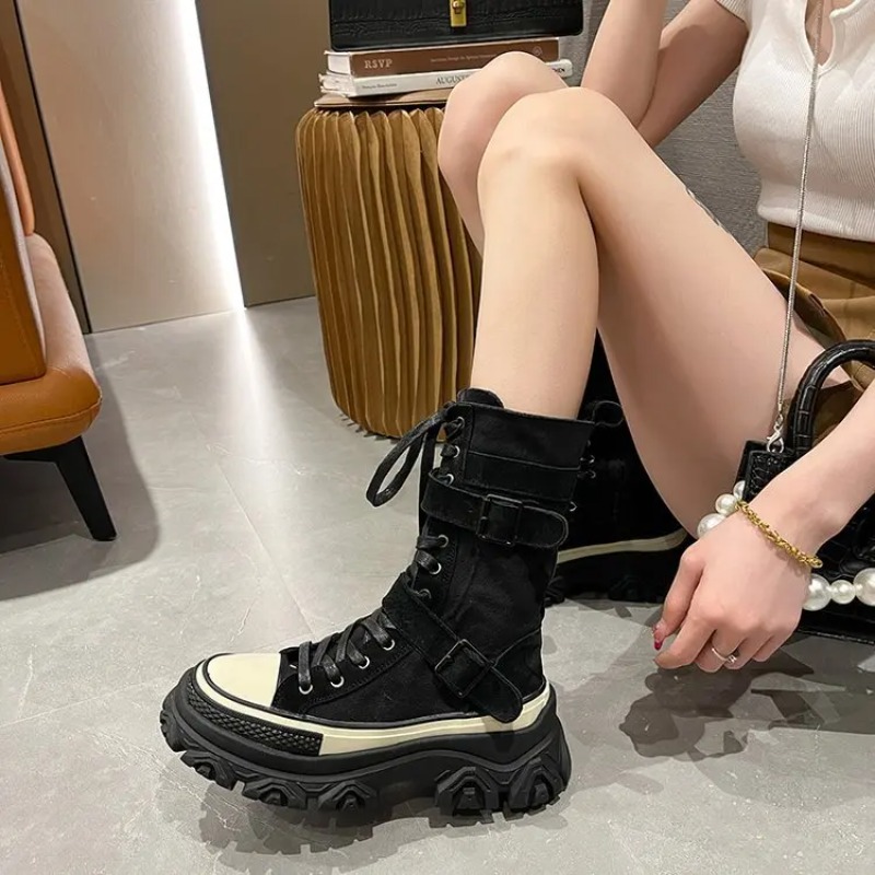 Thick Platform Women Boots Vin - Sewing Latex ulasan dan harga