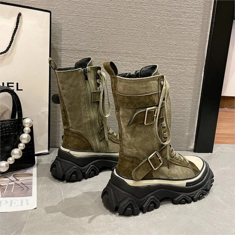Thick Platform Women Boots Vin - Sewing Latex ulasan dan harga